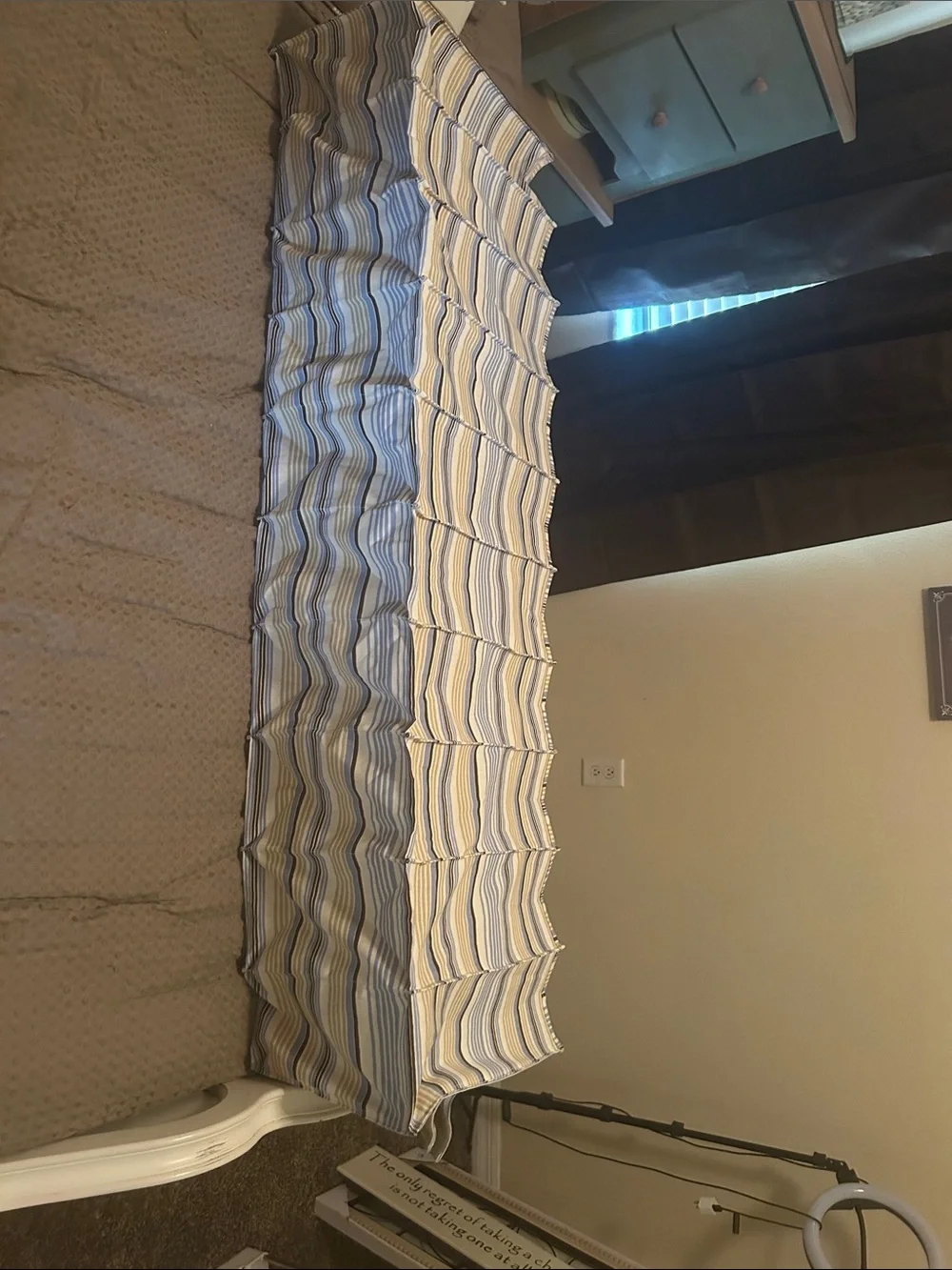 Hanging Closet Organizer in Blue & Cream Stripes - Space-Saving Storage